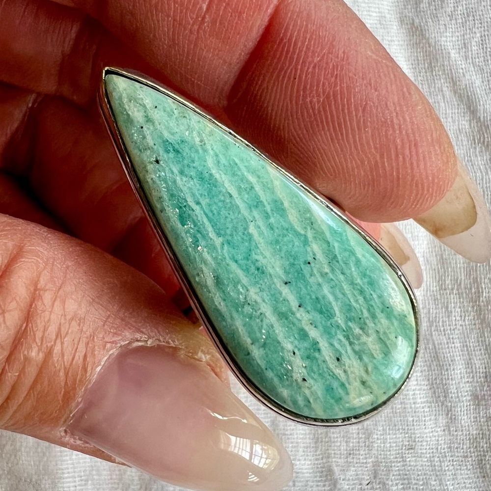 925 Peacemaker Teardrop Amazonite Ring 10